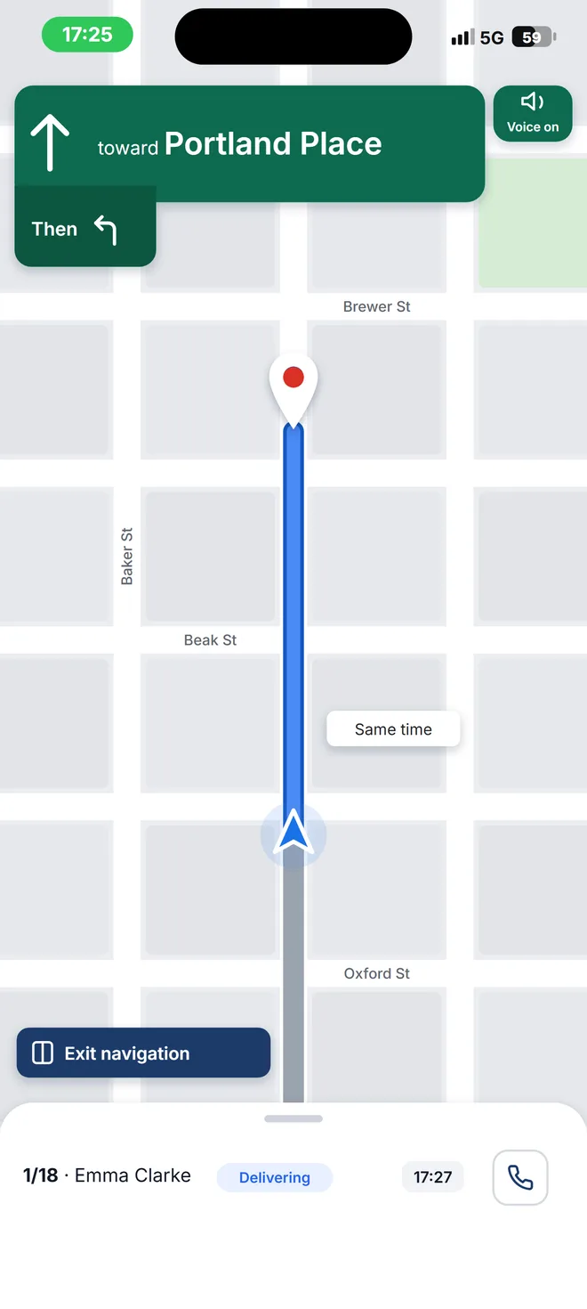 Guided navigation in the Otiggo app