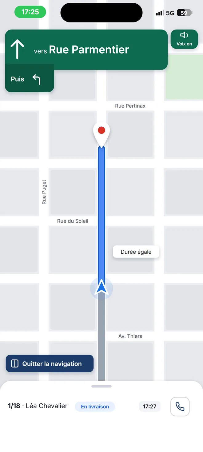 Navigation guidée dans l'app Otiggo